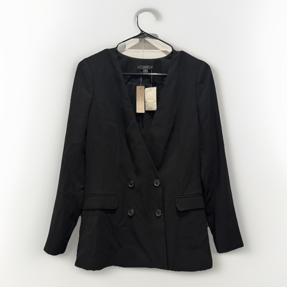 NEW J.Crew French Girl Double Breasted Blazer‎ Black - Size 0 Dark Academia Work
